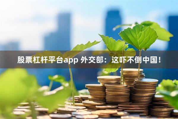 股票杠杆平台app 外交部：这吓不倒中国！